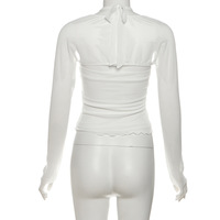 Mesh translucent halter neck sexy lace-up vest + short cardigan fashion suit - Thumbnail 7