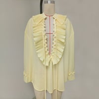 Pleated lace collar top palace style solid color long sleeve chiffon shirt - Thumbnail 4