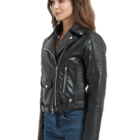 Motorcyle Style Women’s Faux PU Leather Jacket - Thumbnail 6