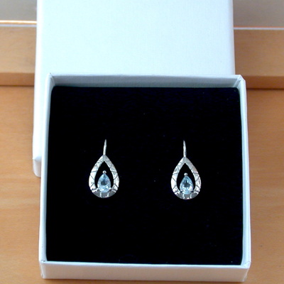 Boxed gift/sterling silver blue topaz teardrop earrings/topaz hook earrings/topaz jewellery/topaz jewelry/topaz earrings/uk
