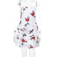 Sexy sleeveless backless rose mini skirt - Thumbnail 5