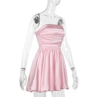 Sexy and elegant one-shoulder tube top A-line mini dress - Thumbnail 2