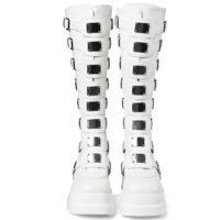 Goth Metal Buckle Black Platform Boots for Women - Thumbnail 7