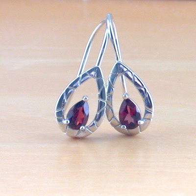 Sterling silver garnet hook earrings/garnet earrings/garnet jewellery/garnet jewelry/gemstone earrings/uk - Thumbnail 4