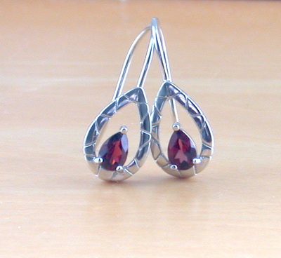 Sterling Silver Garnet Hook Earrings/Garnet Earrings/Garnet Jewellery/Garnet Jewelry/Gemstone Earrings/UK