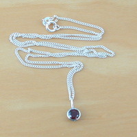 BOXED GIFT SET/Sterling Silver Garnet Circle Pendant & Chain/Garnet Necklace/Garnet Jewellery/Garnet Jewelry/Garnet Earrings/UK - Thumbnail 2