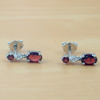 BOXED GIFT SET/Sterling Silver Garnet & Cz Pendant & Chain/Garnet Necklace/Garnet Jewellery/Garnet Jewelry/Garnet Earrings/UK - Thumbnail 1