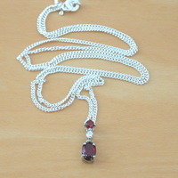 BOXED GIFT SET/Sterling Silver Garnet & Cz Pendant & Chain/Garnet Necklace/Garnet Jewellery/Garnet Jewelry/Garnet Earrings/UK - Thumbnail 5