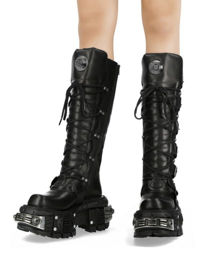 Dark Punk Women’s Metal Platform Boots