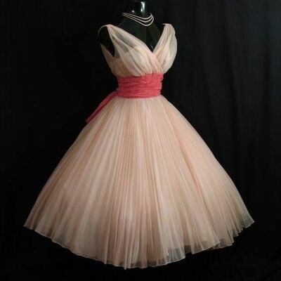 1950s vintage pink prom dress evening formal gown brithday party dress