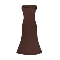 One-shoulder gathered slim sexy backless dress - Thumbnail 3