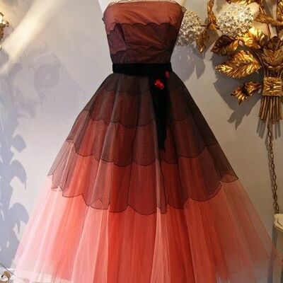 1950s vintage tulle prom dress evening formal gown brithday party dress
