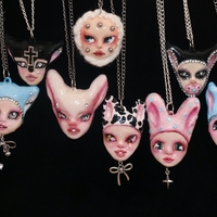 Handmade crochet doll face necklace (unique) - Thumbnail 6