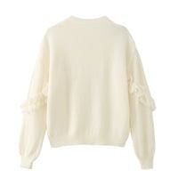 Sweet style ruffled patchwork warm long-sleeved bottoming sweater - Thumbnail 2