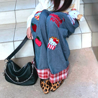 KITTY STRIPE SPLICING JEANS - Thumbnail 5
