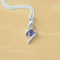 925 Amethyst Pendant & 18" Sterling Silver Chain/Amethyst Necklace/Amethyst Jewellery/Amethyst Jewelery/February Birthstone/Purple Amethyst - Thumbnail 5