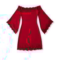 Lace one-shoulder dress with slim waist - Thumbnail 2