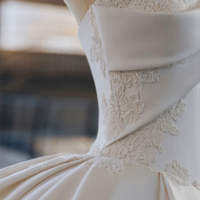 Strapless Satin Ballgown Wedding Dress, Corset Bodice Bridal Gown With Applique, Full Skirt Luxury Princess Wedding Dress - Thumbnail 5