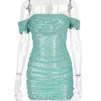 Strapless one-shoulder sequined tight-fitting hip skirt dress - Thumbnail 3