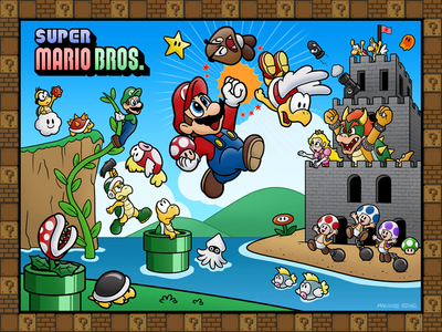 Tribute Art - Super Mario Bros. 40th Anniversary Print