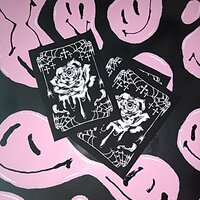 Melting Eye ball Rose with Spider Webs & Crosses Goth Punk Patch - White, Black - Thumbnail 3