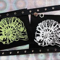 Mechanical Ammonite Skull Cyber Punk Goth Patch (non-framed version) - Green, White, Black - Thumbnail 7