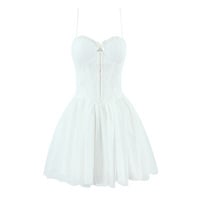 Lace jacquard suspender wrap chest tie waist puffy dress - Thumbnail 3