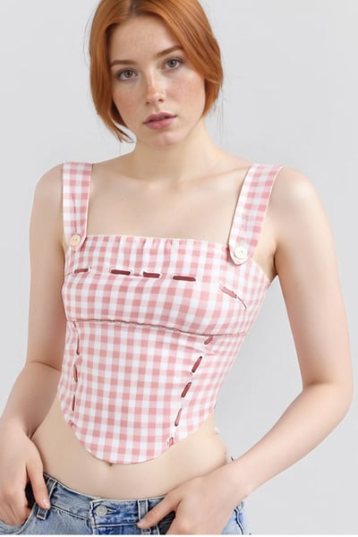 Wear women's plaid irregular camisole sexy navel-baring top