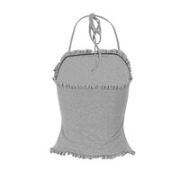 Sexy backless fashion button ruffled halter neck vest - Thumbnail 2