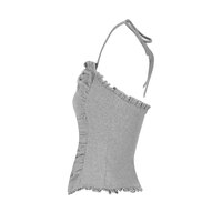 Sexy backless fashion button ruffled halter neck vest - Thumbnail 4