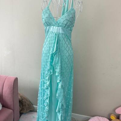 Vintage mermaid teal prom dress - Thumbnail 2