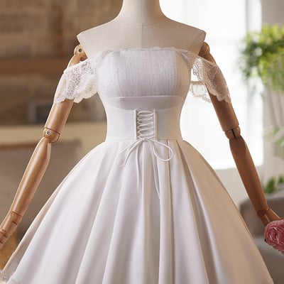 White a-line knee length prom party dress