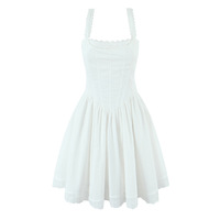 White sexy lace suspender dress women's backless waist A-line mini skirt - Thumbnail 2