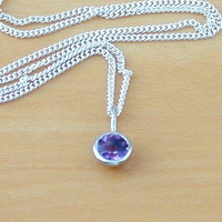 BOXED GIFT SET/Sterling Silver Amethyst Pendant & Chain/Amethyst Necklace/Amethyst Jewellery/Amethyst Jewelry/UK - Thumbnail 1
