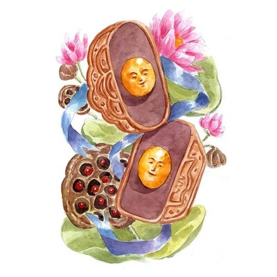 Lotus mooncake (original artwork)