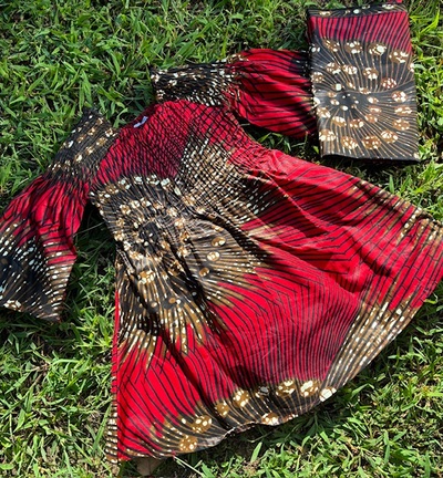 Crimson Bloom Toddler Dress w/ Headwrap 