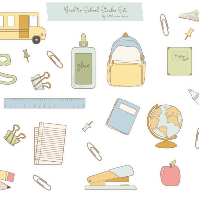 Back to school - blue sticker sheet