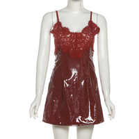 Solid color lace suspenders sleeveless backless slim fit temperament versatile dress - Thumbnail 3