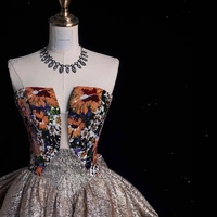 Elegant Off-Shoulder Glitter Evening Gown, Strapless Prom Dress, Sparkly A-Line Formal Dress, Luxury Party Gown, Dress for Special Occasions - Thumbnail 12
