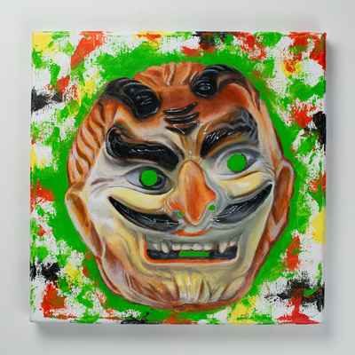 Horned devil - painting of vintage halloween mask