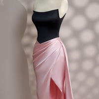 Pink dress - Long Satin dress - Party Dress - Cold Shoulder Dress - Bridesmades Dress - Gift For Her - Engagement Dress - Thumbnail 8