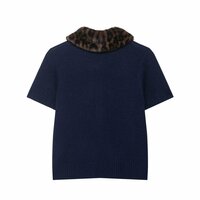 Animal print collar button-down sweater - Thumbnail 1