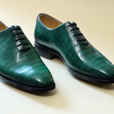 Handmade men green crocodile/alligator leather dress shoes