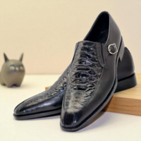 Crafted Leather Classic Black Crocodile/Alligator Leather Dress Shoes - Thumbnail 1