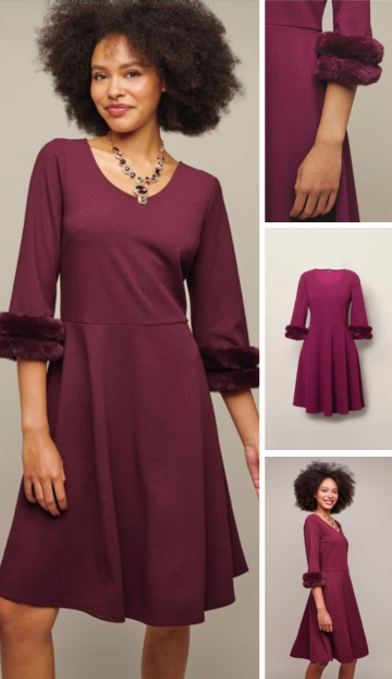 Faux-Fur-Trim Dress