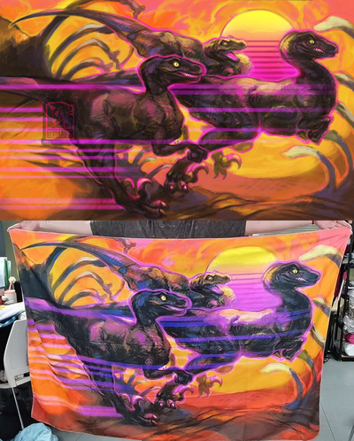 Retro Raptors UV Tapestry 