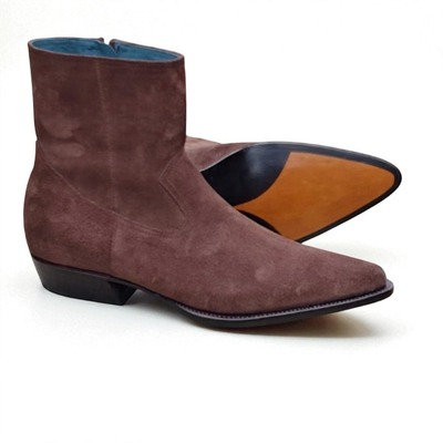 Crafted Leather Classic Brown Suede Leather Side Zipper Jodhpur Boot