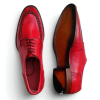 Crafted Leather Classic Red Leather Split Toe Oxford Dress Shoes - Thumbnail 2
