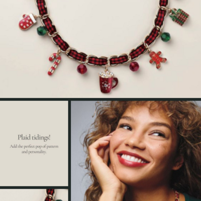 Merry in plaid charm necklace