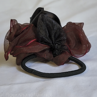 Black and Red Organza hair tie - Thumbnail 2